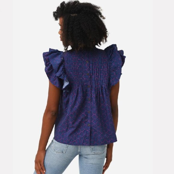 OLIPHANT Women's Pintuck Ruffle Top (Size SMALL) - Picture 3 of 8